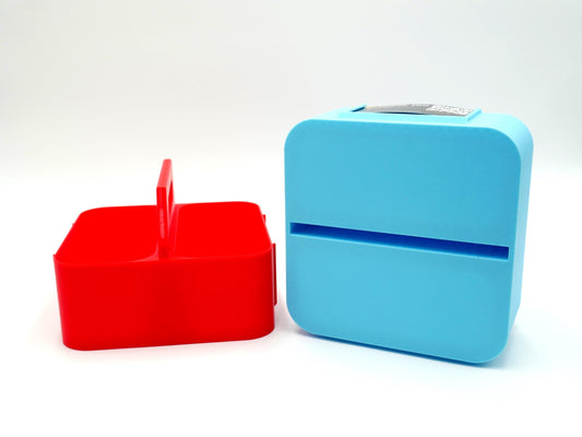 Stackable Medicine Organizer with Handle | Portable Supply Caddy | Business Card Label Slots | Colorful Modular Storage