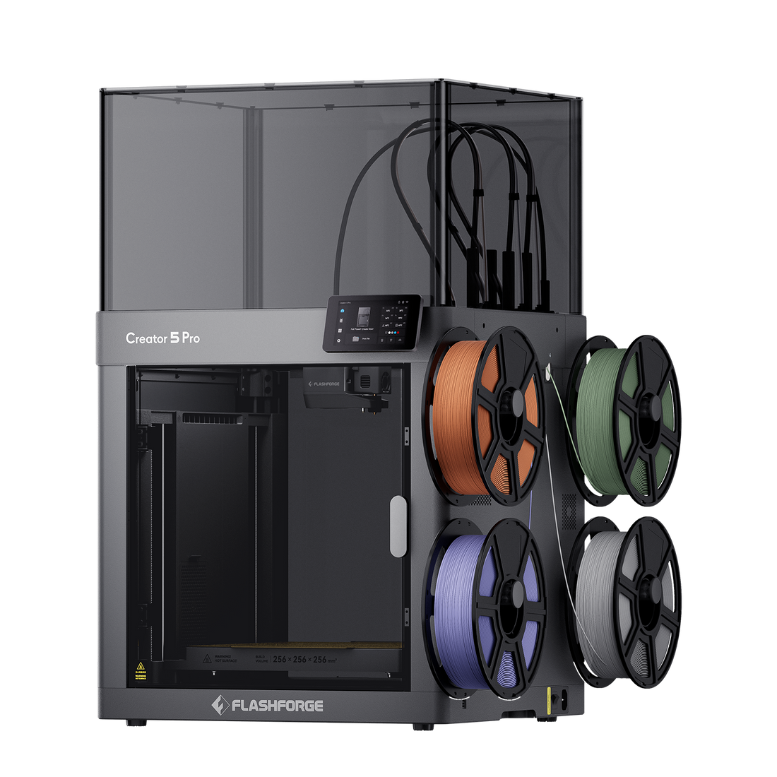 Flashforge Creator 5 Pro enclosed four-toolhead 3D printer in official product media
