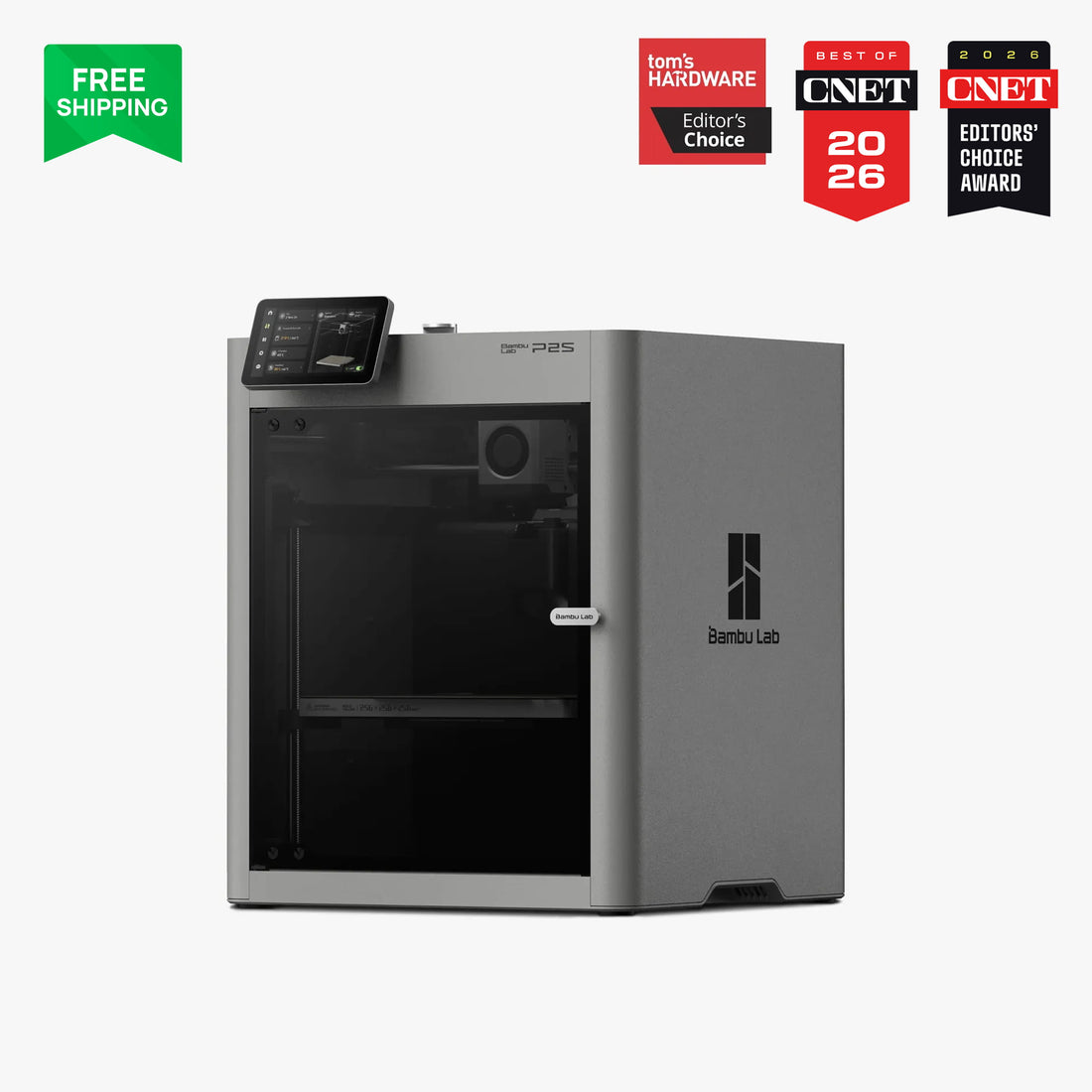 Bambu Lab P2S enclosed CoreXY 3D printer in official product media