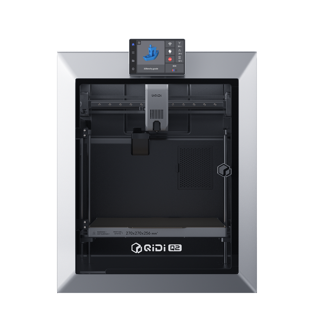 QIDI Q2 enclosed CoreXY 3D printer shown from the front in official QIDI product media