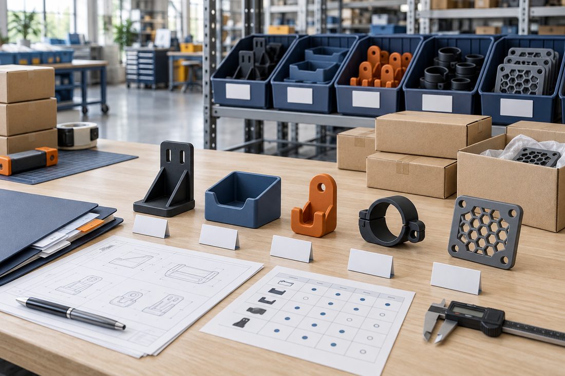 Generic 3D-printed aftermarket accessory family organized by approved SKU, compatibility, inspection, packaging, and replenishment