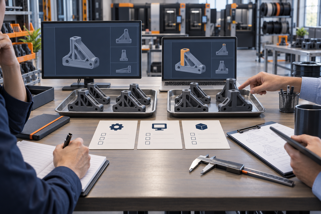 Procurement review of unchanged and revised 3D printed parts to decide whether setup or programming work must be requoted