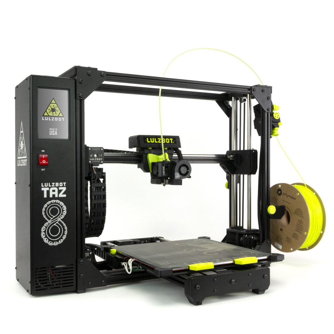 LulzBot TAZ 8 professional FFF 3D printer with Meteor 175 tool head in official product media