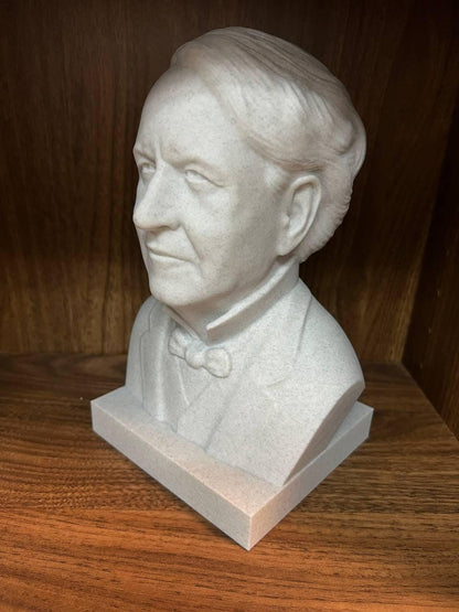 Thomas Edison Bust – 3D Printed Inventor Sculpture | Dry Brush Painted Decor