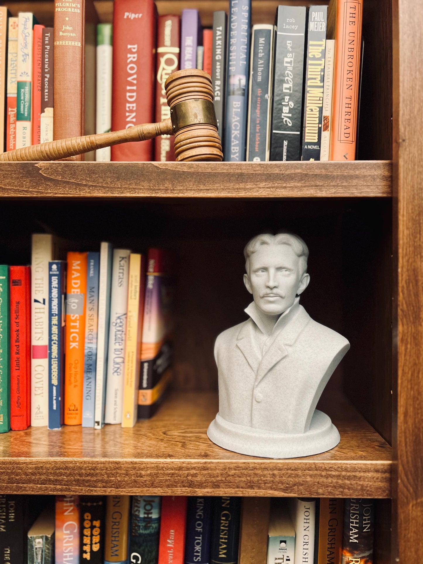 Nikola Tesla Sculpture – Electric Inventor Bust with Dry Brush Finish, Eco Friendly PLA Art