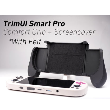 Felt TrimUI Smart Pro Thick Grip 2-in-1 Reversible Screen Cover & Thick Comfort Grip Case with Felt Wrap Ergonomic TRIMUI 2n1 Deluxe