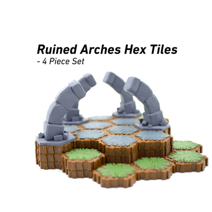 Ruined Arches Hero Scape Single Hex Obstacle | Tabletop Terrain Structure Piece | Miniature Board Game | DnD Role Play Game Upgrade Tile Kit
