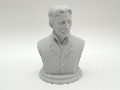 Nikola Tesla Life Size Sculpture Bust 3D Printed Decor Electrician Engineer Sculpt Inventor Business Electricity Founding Bookshelf