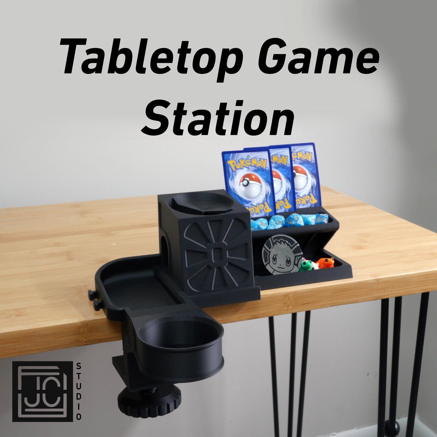 Tabletop Game Station Base Set | Dice Tower And Tray with Clamp for Table | Board Game Organizer Tokens and Cards DnD | WyldForm SpaceBar