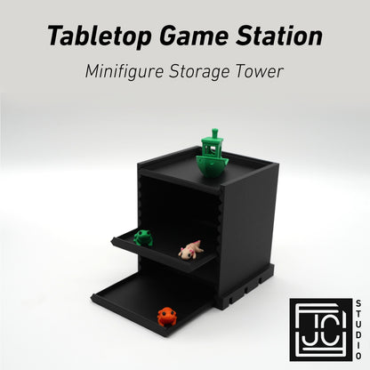 Minifigure Storage Tower Tabletop Game Station Modular Add-On | Dice Tower | Board Game Organizer Tokens and Cards DnD | WyldForm SpaceBar