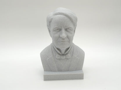 Thomas Alva Edison Life Size Sculpture Bust 3D Printed Decor Electrician Engineer Sculpt Inventor Business Electricity Founding Bookshelf