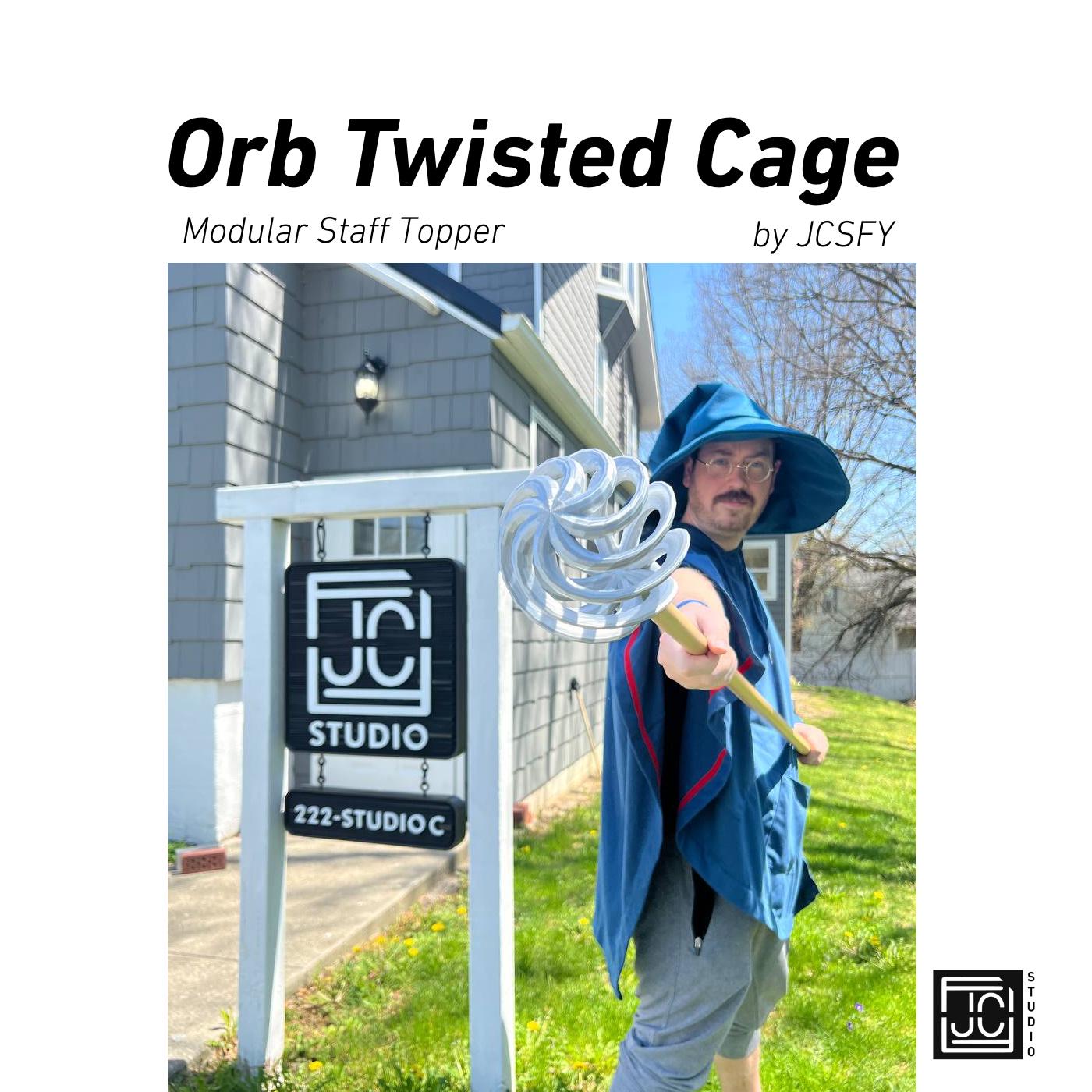 Orb Twisted Cage Staff Kit for Cosplay Wizard Convention Events | Removable Top Piece Topper | 3D Print  Modular Wizard Cane Walker by JCSFY
