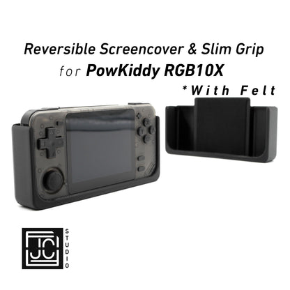 2-n-1 Grip for PowKiddy RGB10X Reversible Screen Cover Slim Grip Felt Screen Protector Gaming Handheld Protection with Fun Textured Pattern