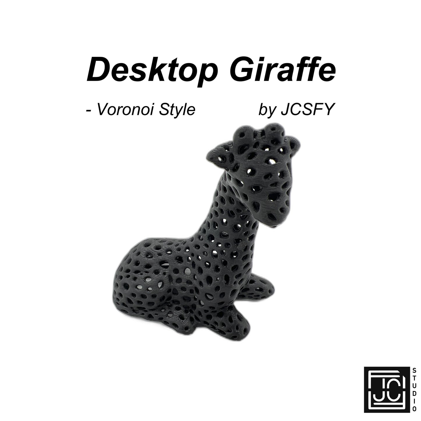 Giraffe Voronoi Figurine - Modern Math Art Decor 3.2 Inches Tall - Wildlife Desk Sculpture - JCSFY 3D Printed