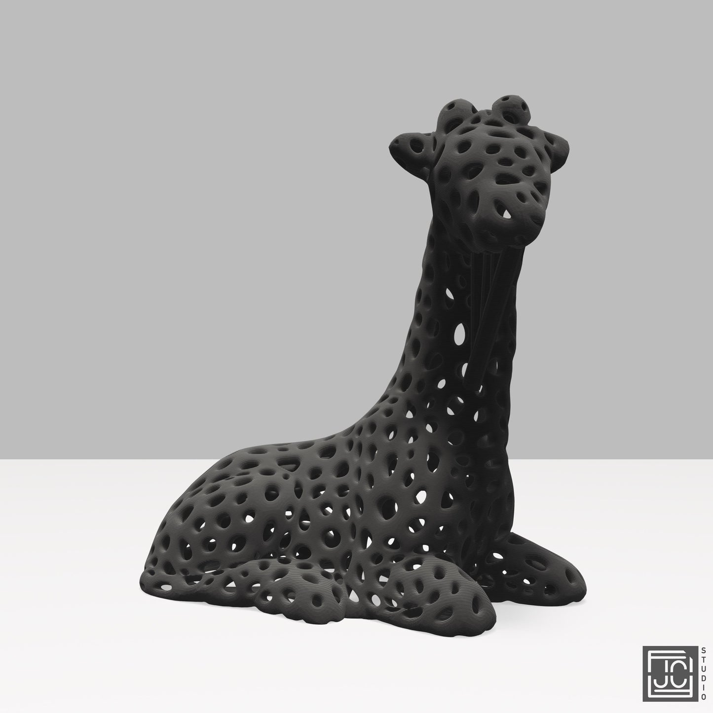 Giraffe Voronoi Figurine - Modern Math Art Decor 3.2 Inches Tall - Wildlife Desk Sculpture - JCSFY 3D Printed
