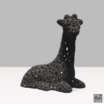 Giraffe Voronoi Figurine - Modern Math Art Decor 3.2 Inches Tall - Wildlife Desk Sculpture - JCSFY 3D Printed
