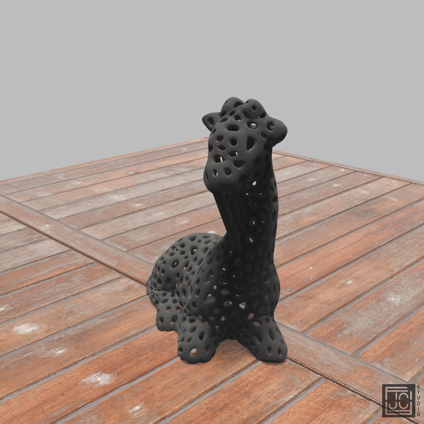 Giraffe Voronoi Figurine - Modern Math Art Decor 3.2 Inches Tall - Wildlife Desk Sculpture - JCSFY 3D Printed