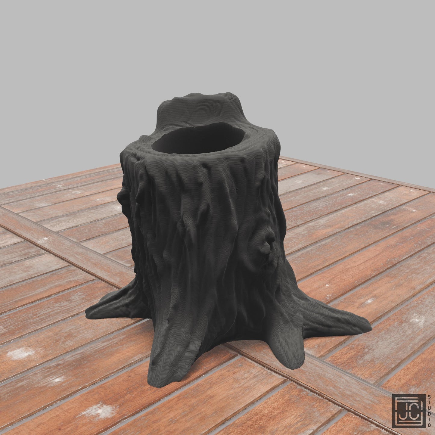 Tree Stump Plant or Pencil Holder - Nature Inspired Desk Organizer - Rustic Wood Design Home Garden Inspired - JCSFY 3D Printed