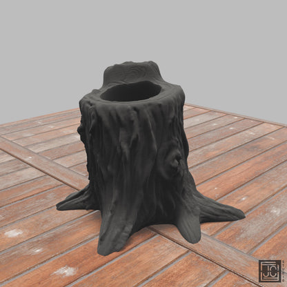 Tree Stump Plant or Pencil Holder - Nature Inspired Desk Organizer - Rustic Wood Design Home Garden Inspired - JCSFY 3D Printed
