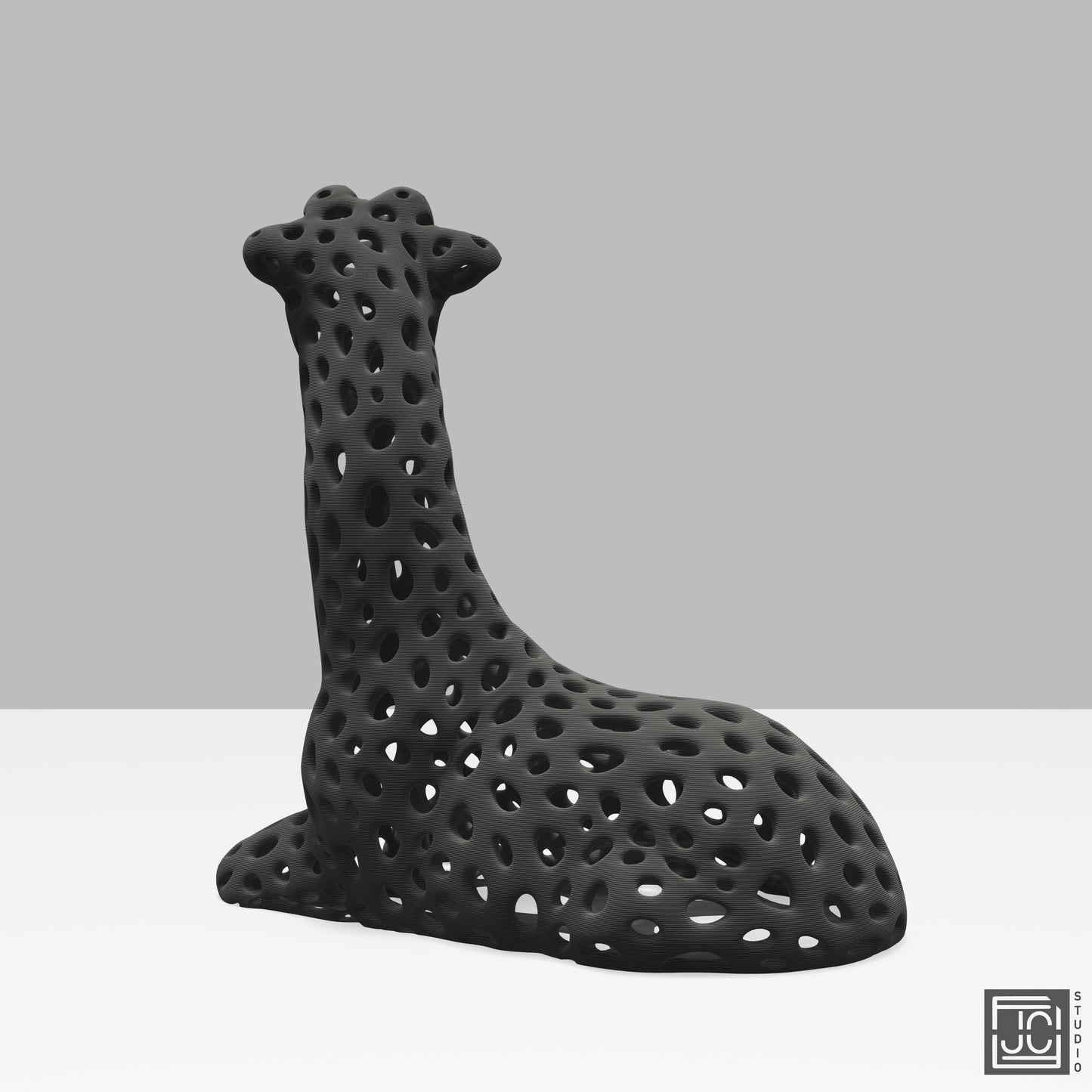 Giraffe Voronoi Figurine - Modern Math Art Decor 3.2 Inches Tall - Wildlife Desk Sculpture - JCSFY 3D Printed