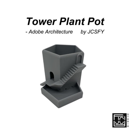 Castle Tower Planter Pot - Fantasy Succulent Planter - Medieval Home Decor Adobe Architecture Style - JCSFY 3D Printed