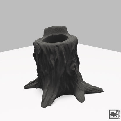 Tree Stump Plant or Pencil Holder - Nature Inspired Desk Organizer - Rustic Wood Design Home Garden Inspired - JCSFY 3D Printed