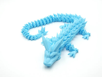Articulated Light Blue Ice Dragon Multi Color Flexy | Fidget Flexi Animal Gift Desktop Toy | Flexible Jointed Creature by JCSFY