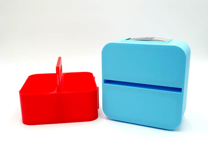 Stackable Medicine Organizer with Handle | Portable Supply Caddy | Business Card Label Slots | Colorful Modular Storage